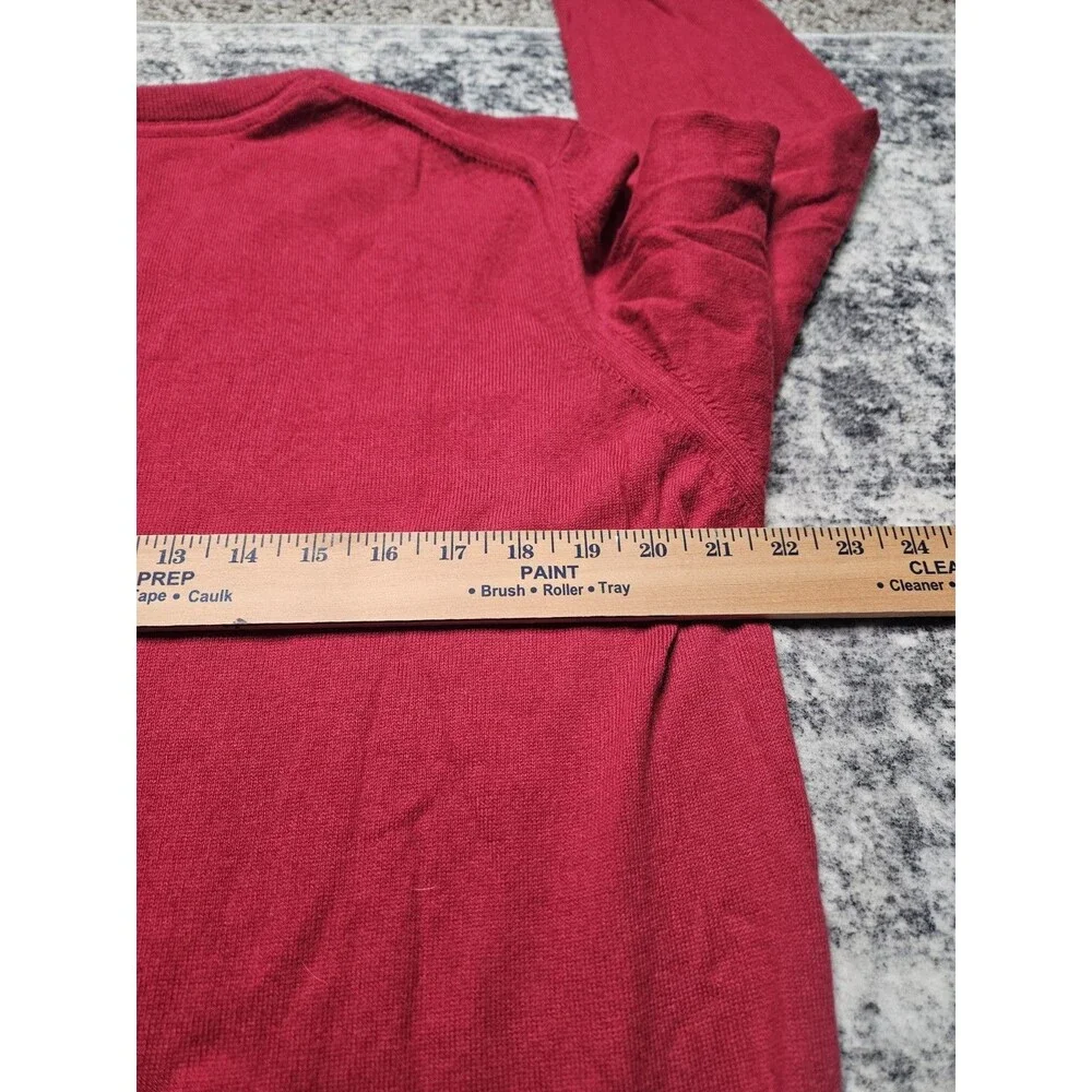 Barbour V-Neck Sweater Men Large Red  Lightweight Cotton Cashmere Pullover
